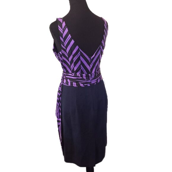 Milly of New York NWT Marcela Purple & Navy Print Silk Sheath Y2k Dress Size 8 - Picture 6 of 10